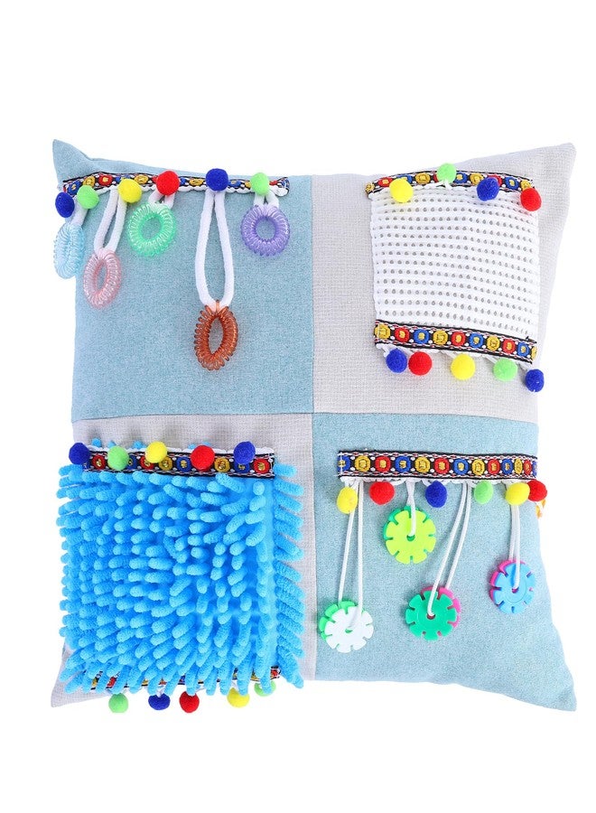 KUAZIDAR Puzzle Toy Color-Matching Pillow.Dementia Fidget Sensory Pillow for Elderly, Multi Textured Tactile Fidget Pillow with Pom Pom & Loop Accessories - Image 1