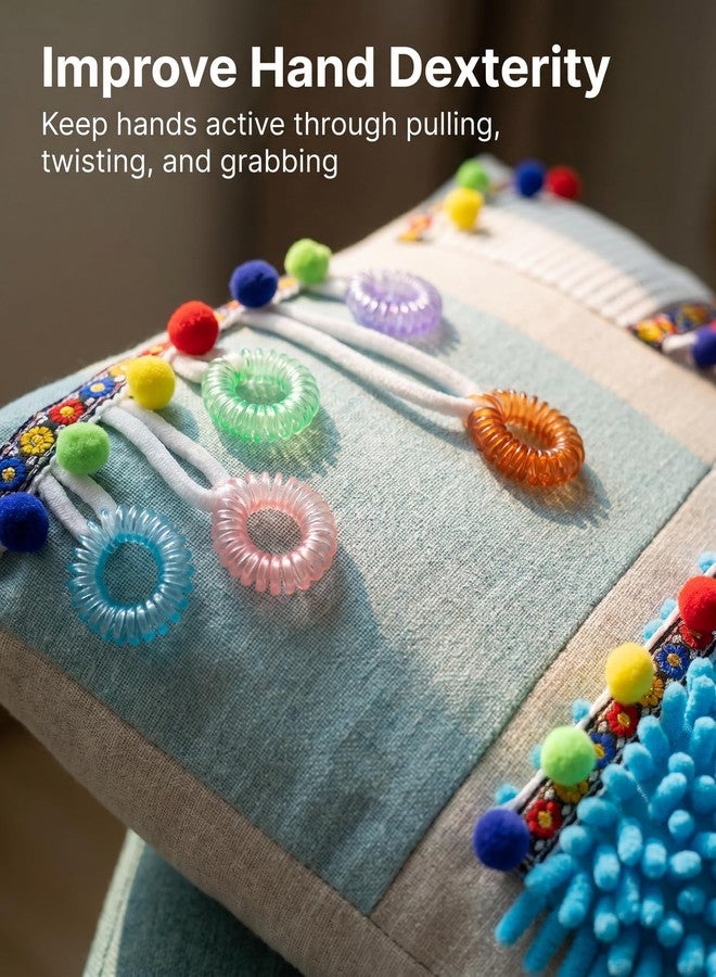 KUAZIDAR Puzzle Toy Color-Matching Pillow.Dementia Fidget Sensory Pillow for Elderly, Multi Textured Tactile Fidget Pillow with Pom Pom & Loop Accessories - Image 3