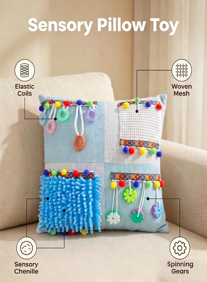 KUAZIDAR Puzzle Toy Color-Matching Pillow.Dementia Fidget Sensory Pillow for Elderly, Multi Textured Tactile Fidget Pillow with Pom Pom & Loop Accessories - Image 2