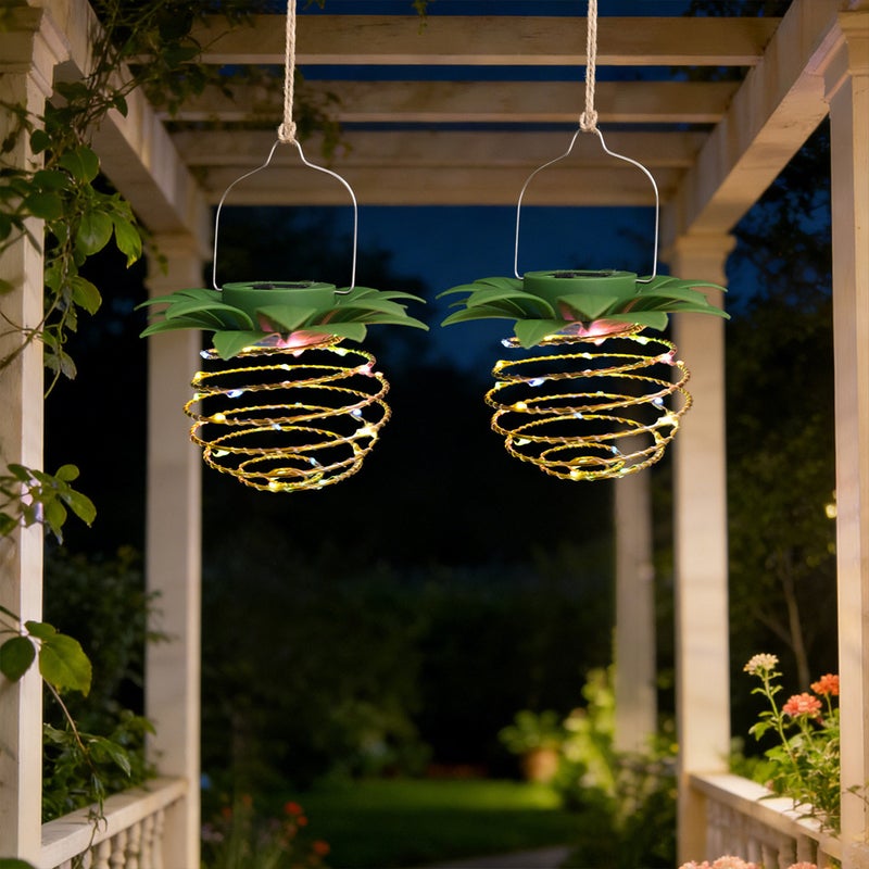 Iron Pineapple Solar Light Copper Wire String Light for Garden Landscape Hanging Ambient Lamp - Image 4