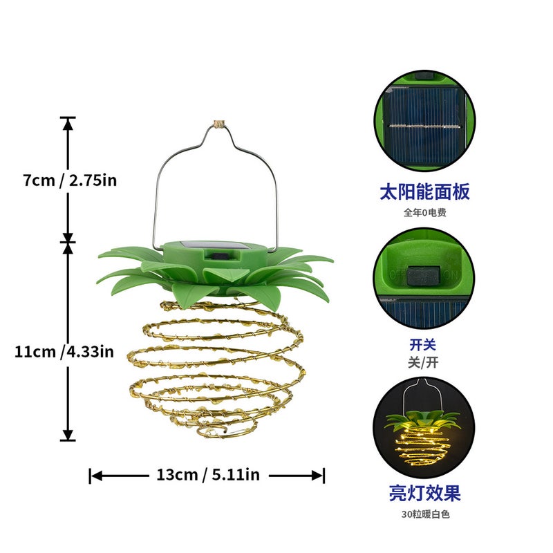 Iron Pineapple Solar Light Copper Wire String Light for Garden Landscape Hanging Ambient Lamp - Image 1