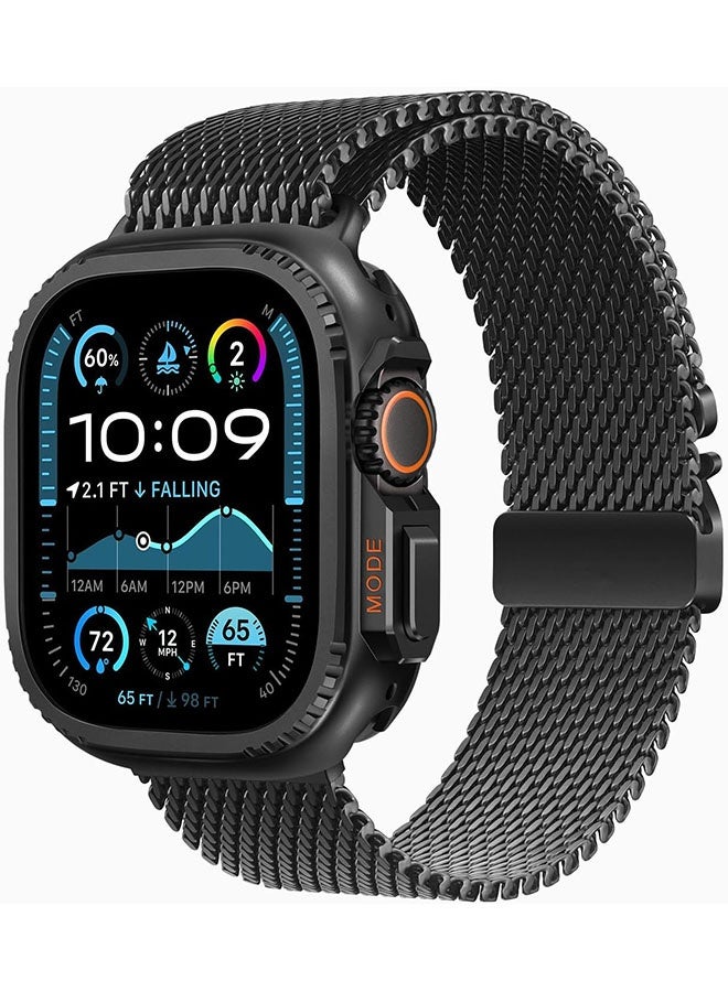 جراب معدني 2 في 1 لساعة Apple Watch Ultra 3/2/1 مقاس 49 مم، مصد معدني متين مع غطاء خلفي كامل - جراب واقٍ مقاوم للصدمات لساعة iWatch Ultra مقاس 49 مم، أسود - Image 2