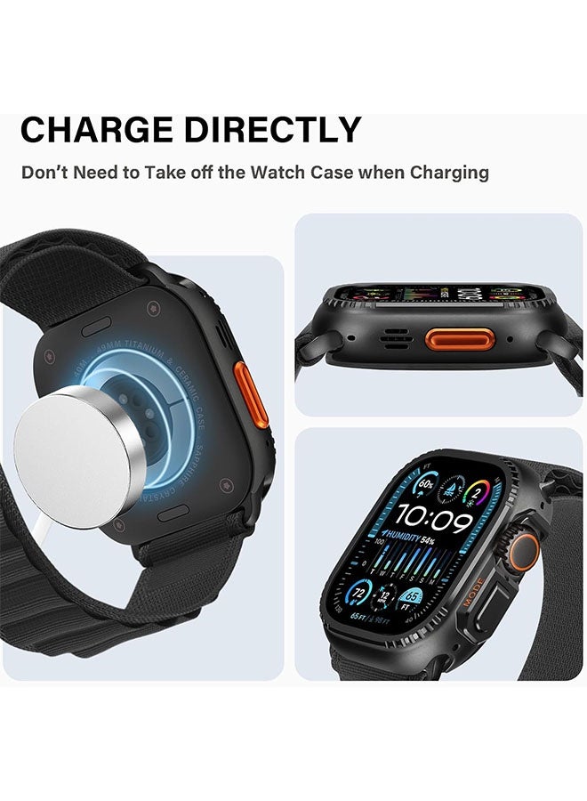 جراب معدني 2 في 1 لساعة Apple Watch Ultra 3/2/1 مقاس 49 مم، مصد معدني متين مع غطاء خلفي كامل - جراب واقٍ مقاوم للصدمات لساعة iWatch Ultra مقاس 49 مم، أسود - Image 5