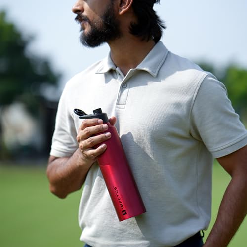 IMPETUS Stainless Steel Water Bottle Sipper 1L (1000ml) Leakproof, Rust free metal bottle & Lightweight Best use for Gym, Office, School, Travel & Fridge– Red - Image 3