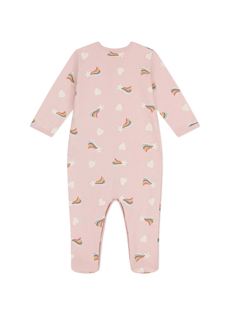 Petit Bateau Babies' pyjama suit in star and heart print brushed fleece