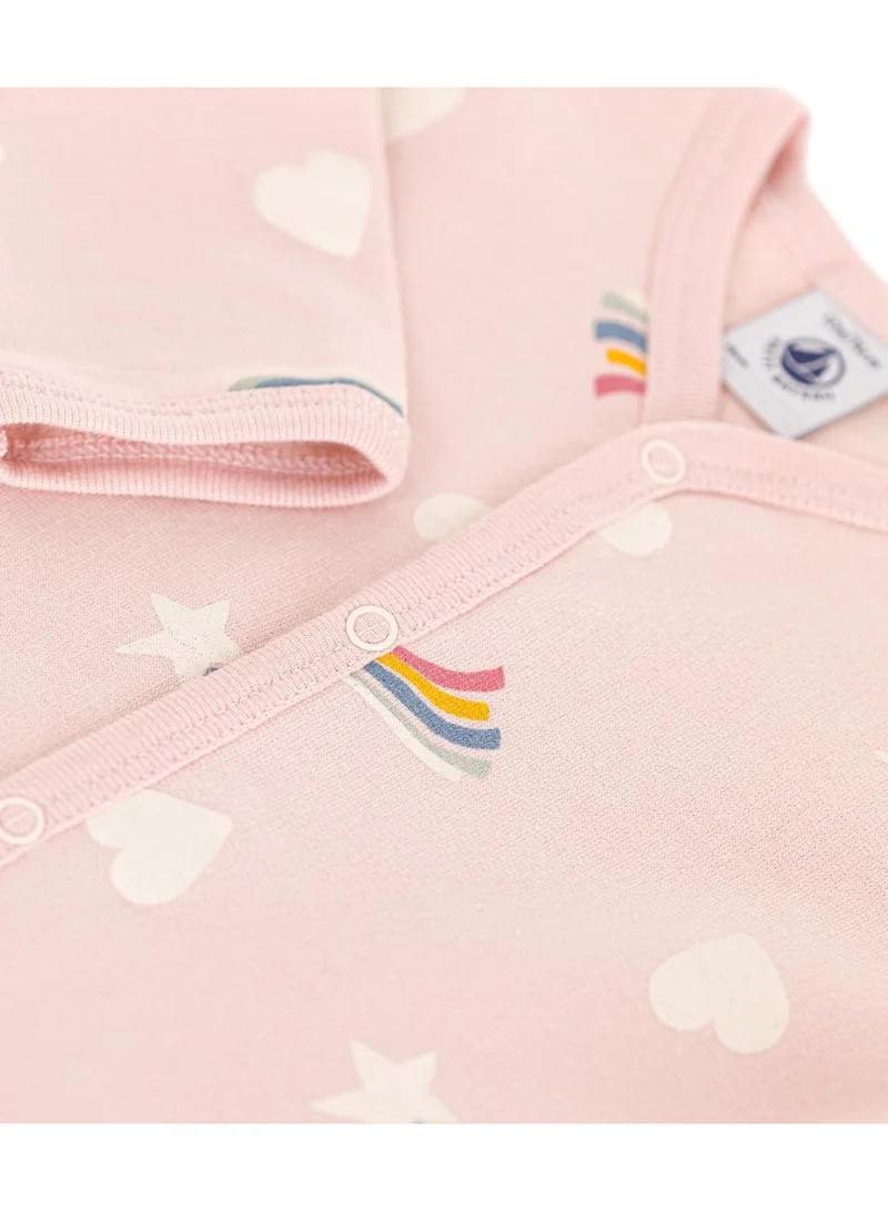 Petit Bateau Babies' pyjama suit in star and heart print brushed fleece