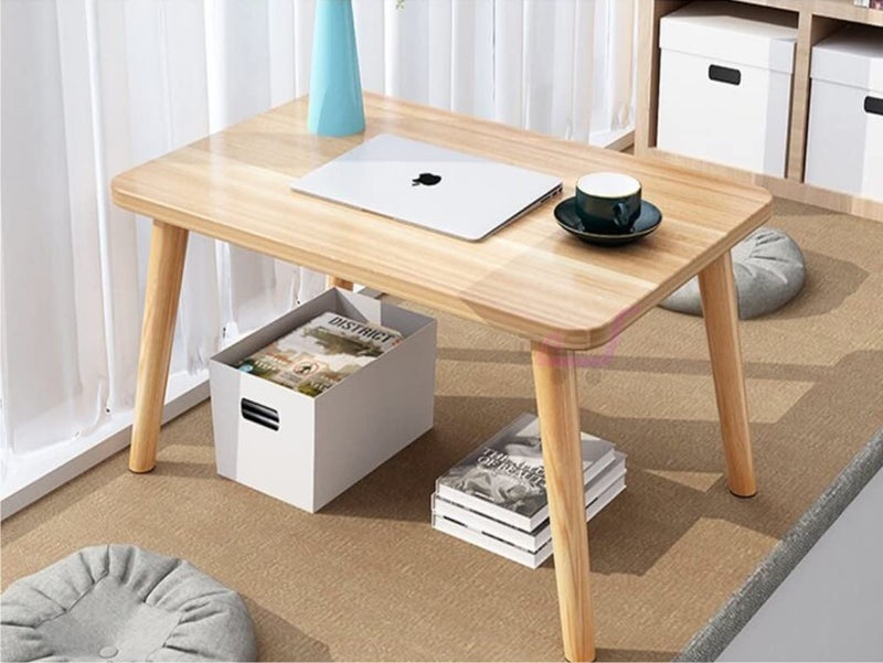 Dream Arts Shoppee Fold-able Rectangle Shaped Side Table/Tea Coffee Breakfast Laptop Table ( Wood,Natural ) - Image 3