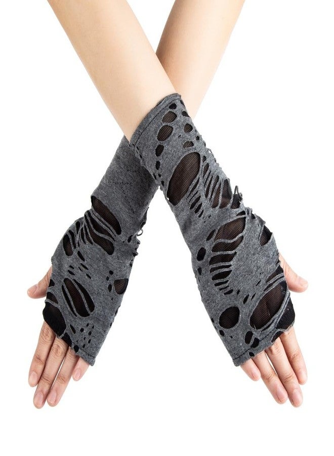 SACHUI® Black Hole Gloves Cosplay Party Punk Dark Half Finger Gloves | Gray - Image 4