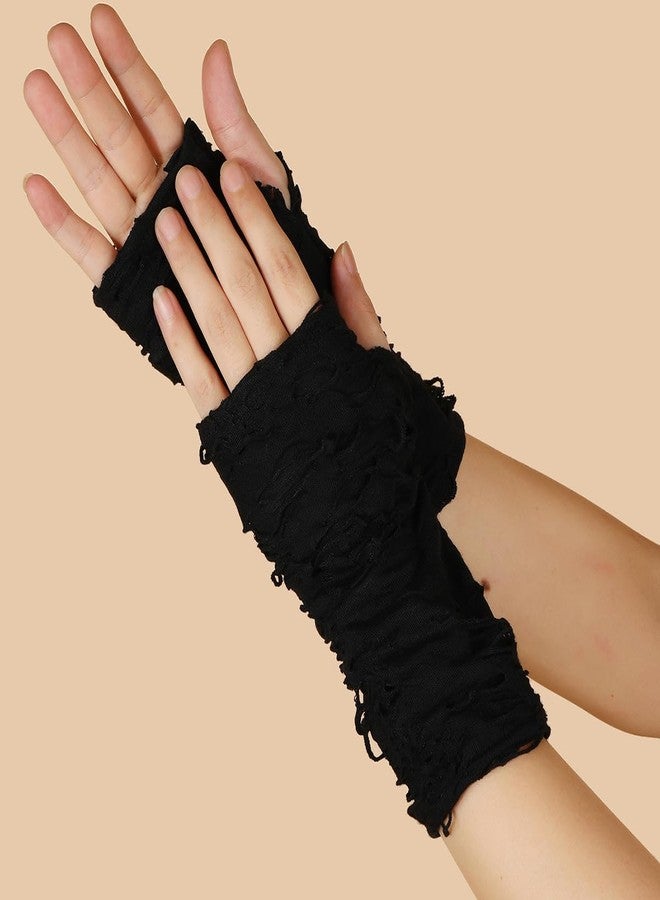 SACHUI® Black Hole Gloves Cosplay Party Punk Dark Half Finger Gloves | Gray - Image 5
