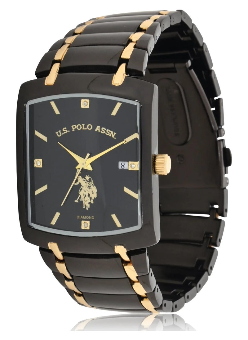 U.S. Polo Assn. Mens Vintage with Black and Gold Dial Watch USC80661  - Image 1