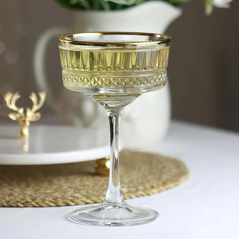 سيمبلي كيتشن Kasanova-Set Of 4 Champagne Coupes 260 Ml Elysia Golden Touch Transparent And Gold