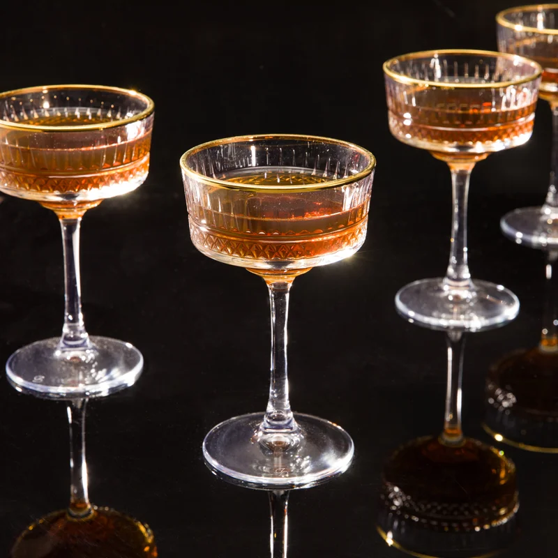 سيمبلي كيتشن Kasanova-Set Of 4 Champagne Coupes 260 Ml Elysia Golden Touch Transparent And Gold