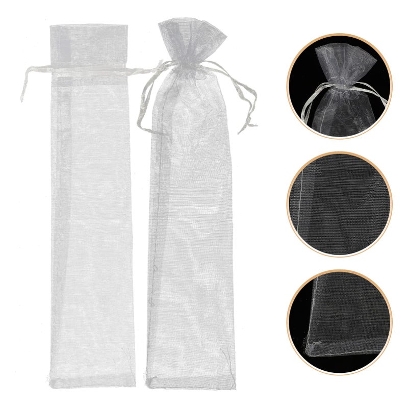 Silver Organza Drawstring Gift Bags 20pcs Wedding Party Favor Supplies - Image 5