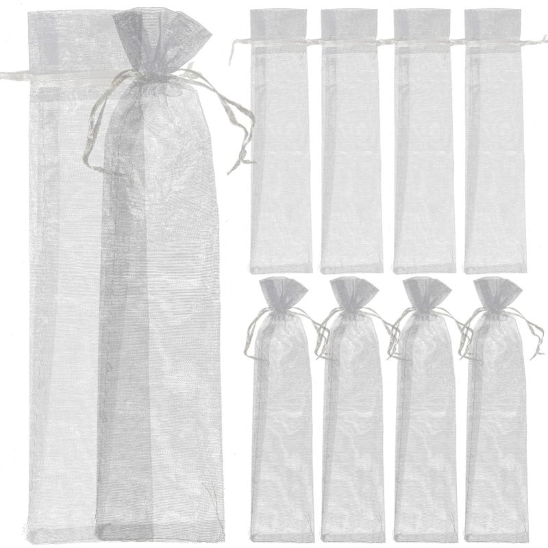 Silver Organza Drawstring Gift Bags 20pcs Wedding Party Favor Supplies - Image 2