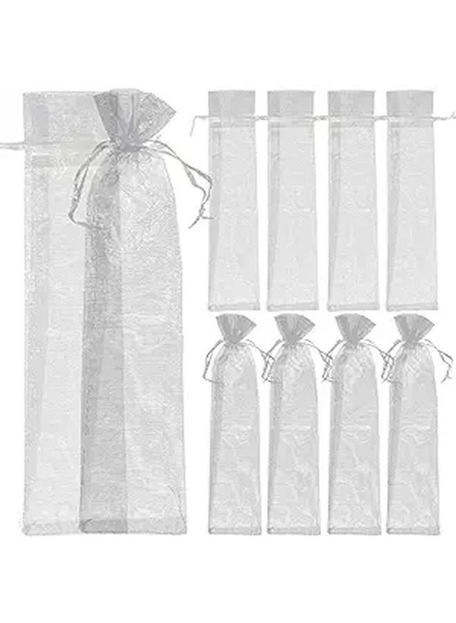 Silver Organza Drawstring Gift Bags 20pcs Wedding Party Favor Supplies - Image 1