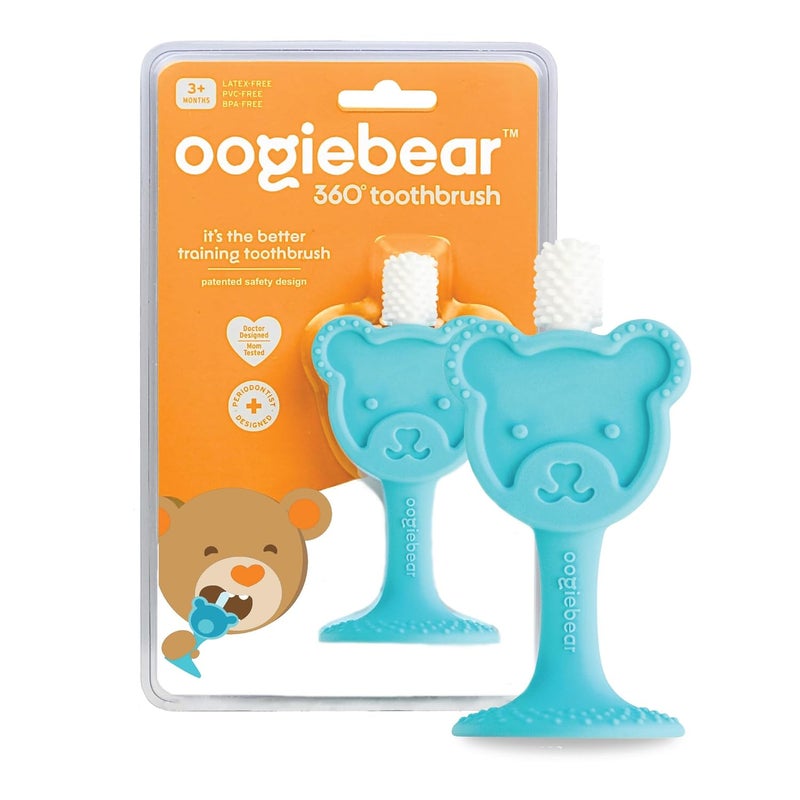 oogiebear Infant-to-Toddler Training Teether Toothbrush - 0-2 Years - 360° Soft Silicone, Promotes Safe Brushing, Baby & Kids Health - Teddy Bear Design Oral Care - 1 Unit - Image 1