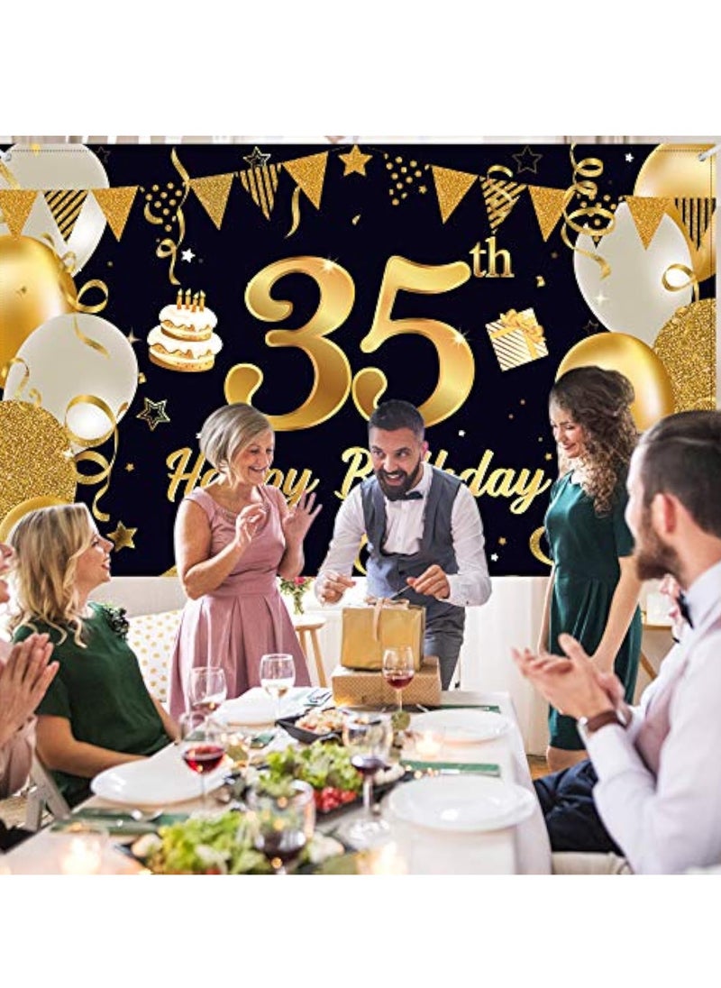 YelaJoy 35th Birthday Backdrop for Photography Black and Golden Photo Background 180*120cm  - Image 3