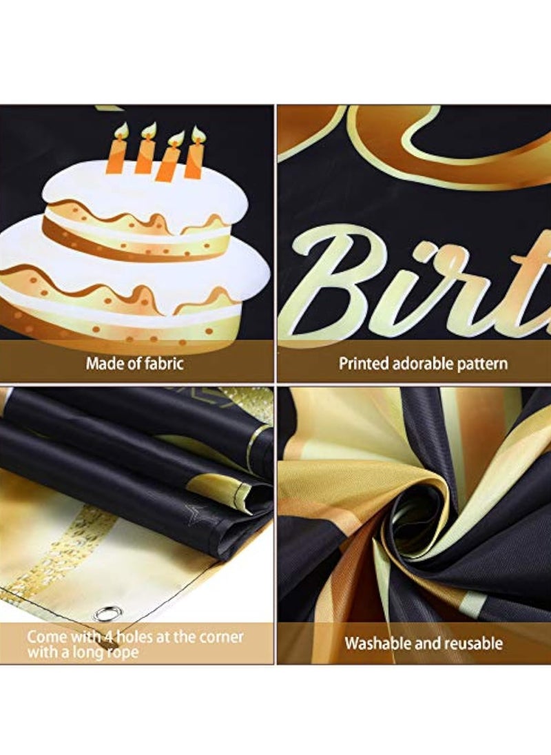 YelaJoy 35th Birthday Backdrop for Photography Black and Golden Photo Background 180*120cm  - Image 2