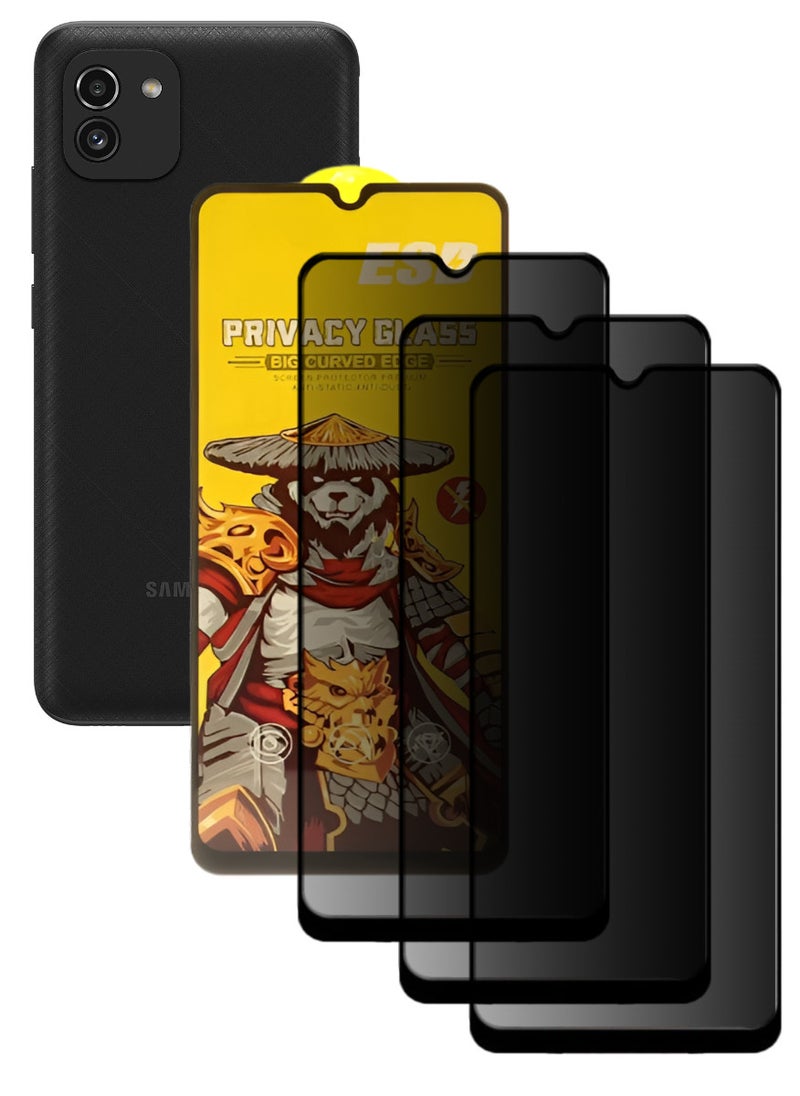ESD 3 Pieces Tempered Dustproof Privacy Glass Screen Protector Compatible For Samsung Galaxy A03 - Image 1