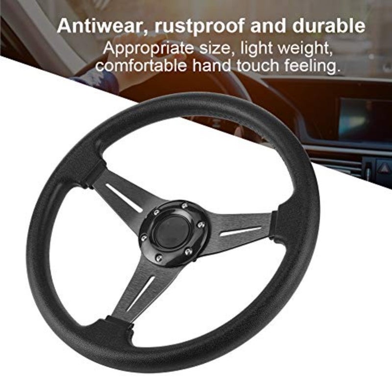 Universal Drifting Racing Steering Wheel, Black, 350mm/14in - Image 3