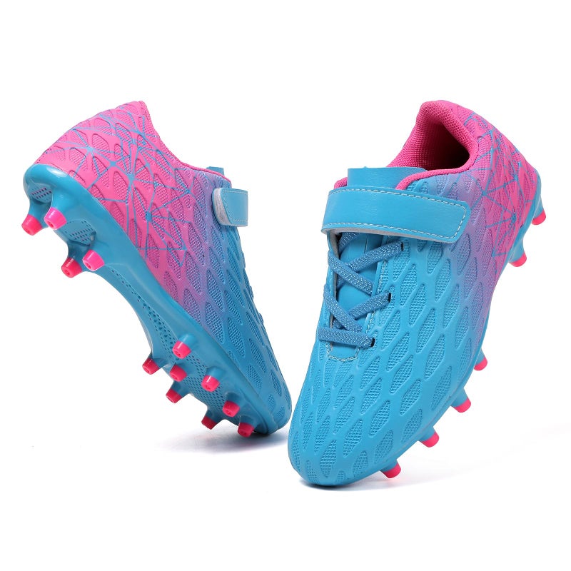 Skerxut Soccer Cleats, Kids Firm Ground Football Shoes, Boys Girls Athletic Outdoor (BPink, Big Kid, 2, Numeric, US Footwear Size System, Medium) - Image 1