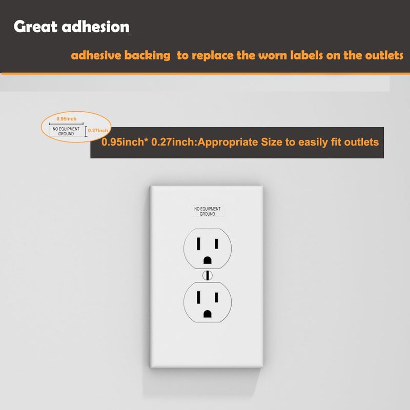 MANWU NO Equipment Ground Protected Outlet Receptacle Plates Label Sticker Decal Black Print On Clear remarking (96pcs 0.27" x 0.95") - Image 3