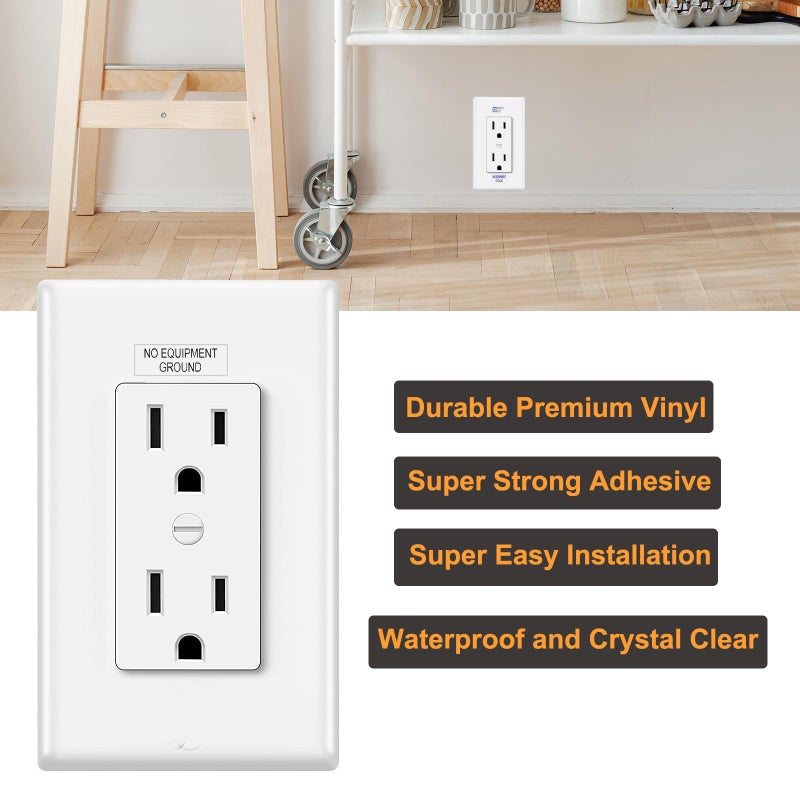 MANWU NO Equipment Ground Protected Outlet Receptacle Plates Label Sticker Decal Black Print On Clear remarking (96pcs 0.27" x 0.95") - Image 2