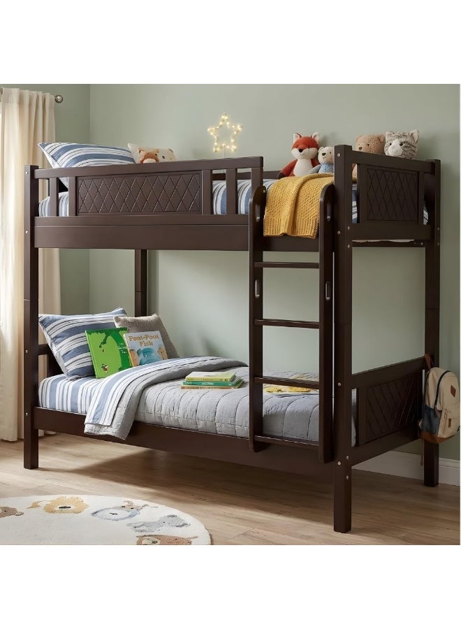 ABX HOME Pisa Solid wood Bunk Bed | Sturdy Modern Design Wooden Single Bed Frame 190X90 Size (Wenge) - Image 1