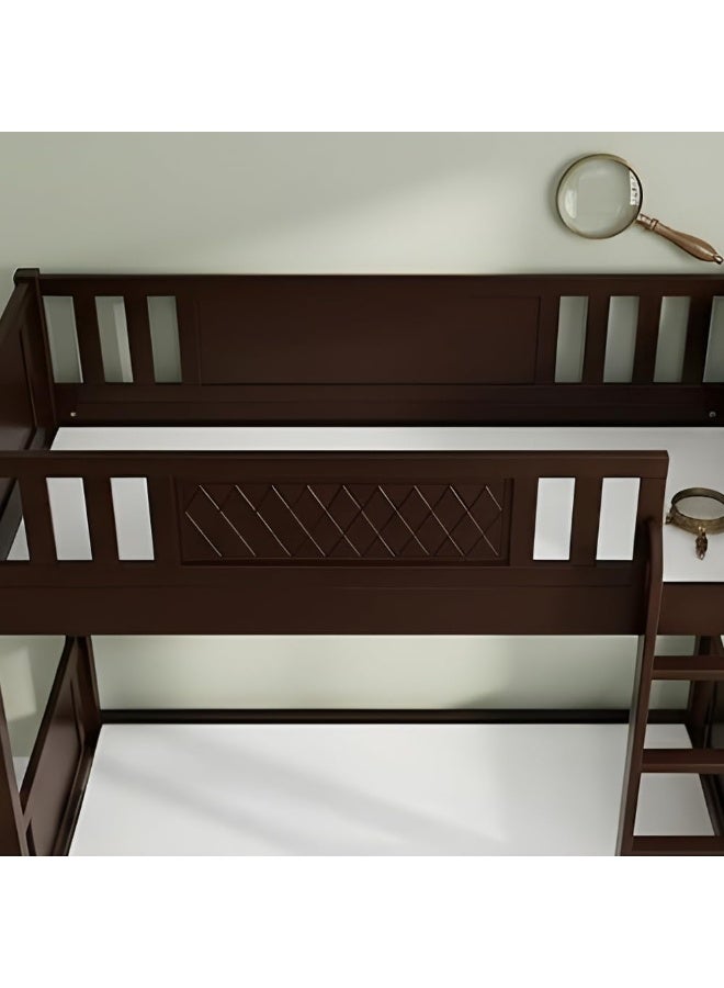 ABX HOME Pisa Solid wood Bunk Bed | Sturdy Modern Design Wooden Single Bed Frame 190X90 Size (Wenge) - Image 4