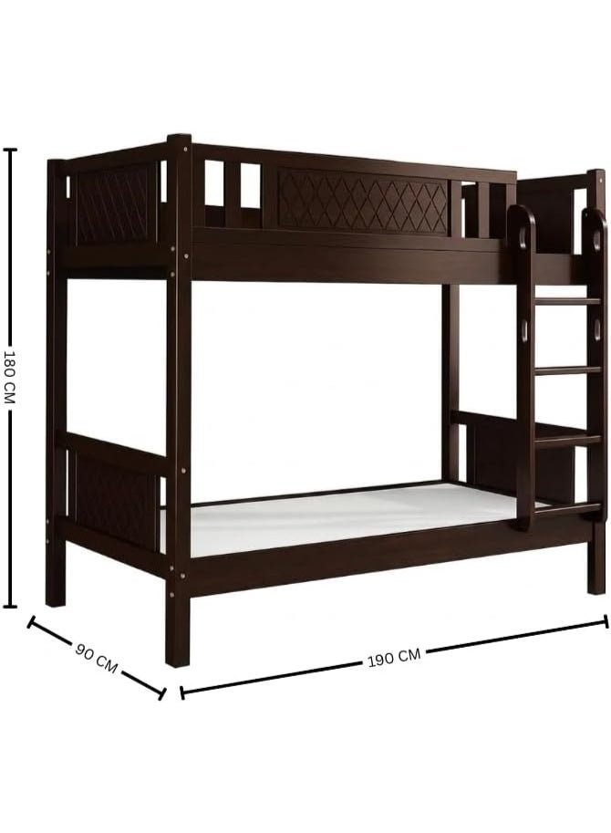 ABX HOME Pisa Solid wood Bunk Bed | Sturdy Modern Design Wooden Single Bed Frame 190X90 Size (Wenge) - Image 2
