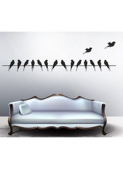 Decals Design Decals Design 'Beautiful Long Tail Birds on Wire' Wall Sticker (PVC Vinyl, 70 cm x 25 cm, Black)  - Image 1