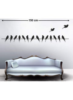 Decals Design Decals Design 'Beautiful Long Tail Birds on Wire' Wall Sticker (PVC Vinyl, 70 cm x 25 cm, Black)  - Image 2