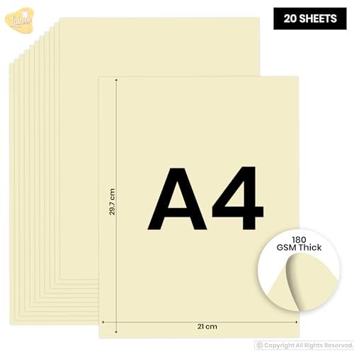 Lakeer A4 Color Paper 20 Sheets (Cream) Premium Colour 180 GSM Pack for Copy Printing, DIY Art & Craft, Projects, Decoration, Other Office Printing - Image 3