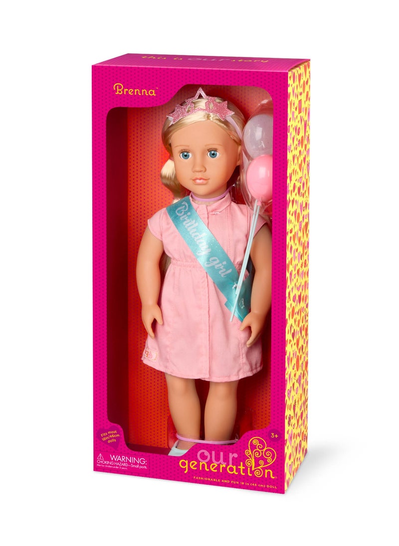 Our Generation - Brenna 18-Inch Fashion Doll Festive Dress-Up And Birthday Fun Soft Body With Movable Limbs, Fabric Clothing Age 3 Years And Up - Image 1