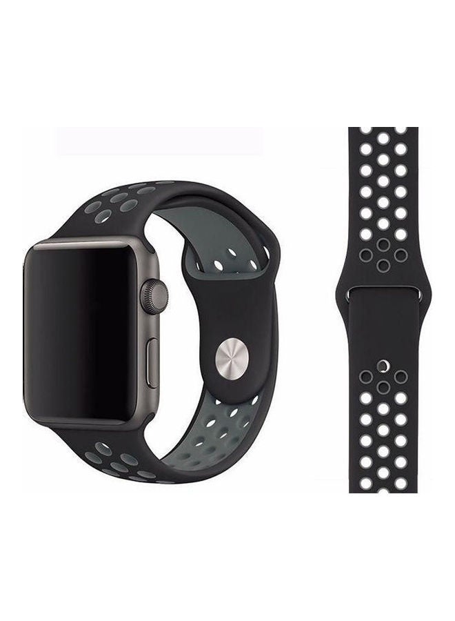 Beauenty Sport Silicone Breathable Hole Replacement Strap For Apple Watch 38Mm Black / Grey - Image 2