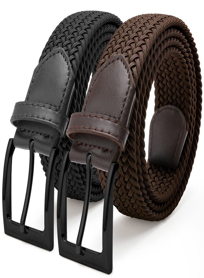 FAIRWIN Men's Stretch Belt - 2 Pack Braided Design for Golf, Work & Casual Wear, Comfortable Elastic Waist Belt for Men - Image 1