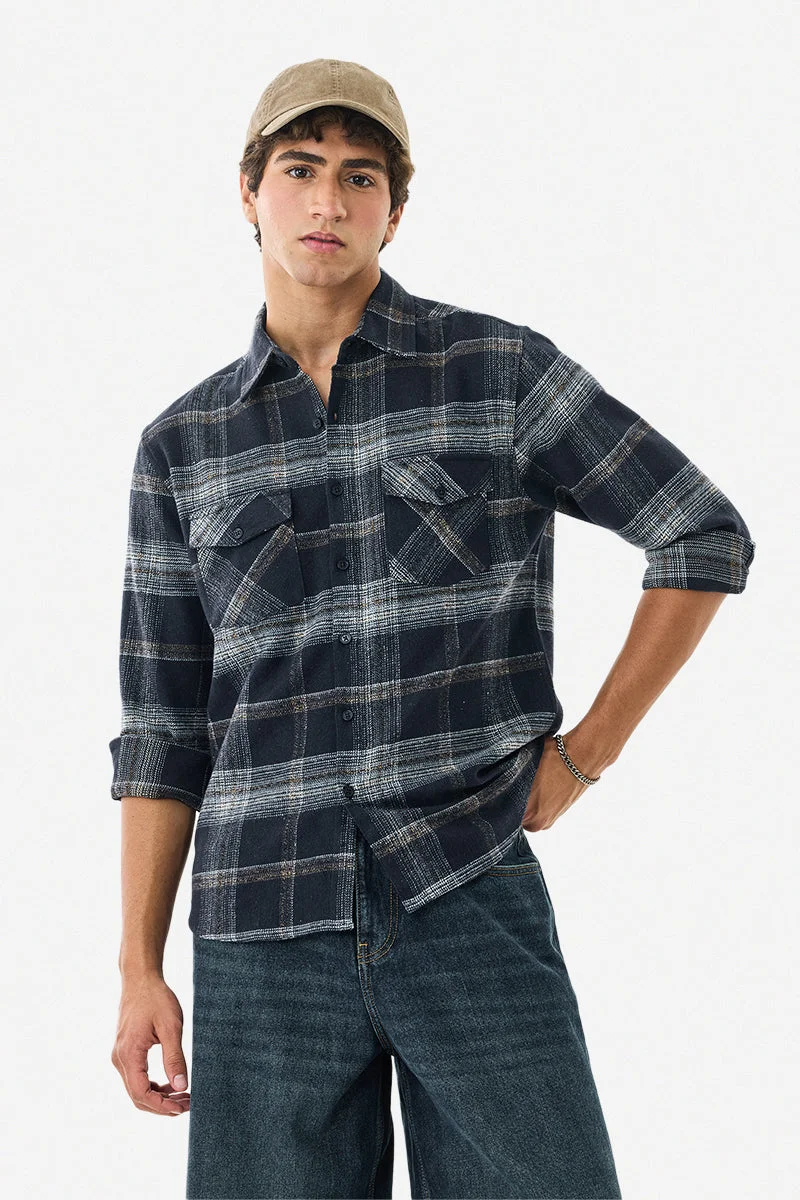SNITCH Double Pocket Plaid Flannel Shirt