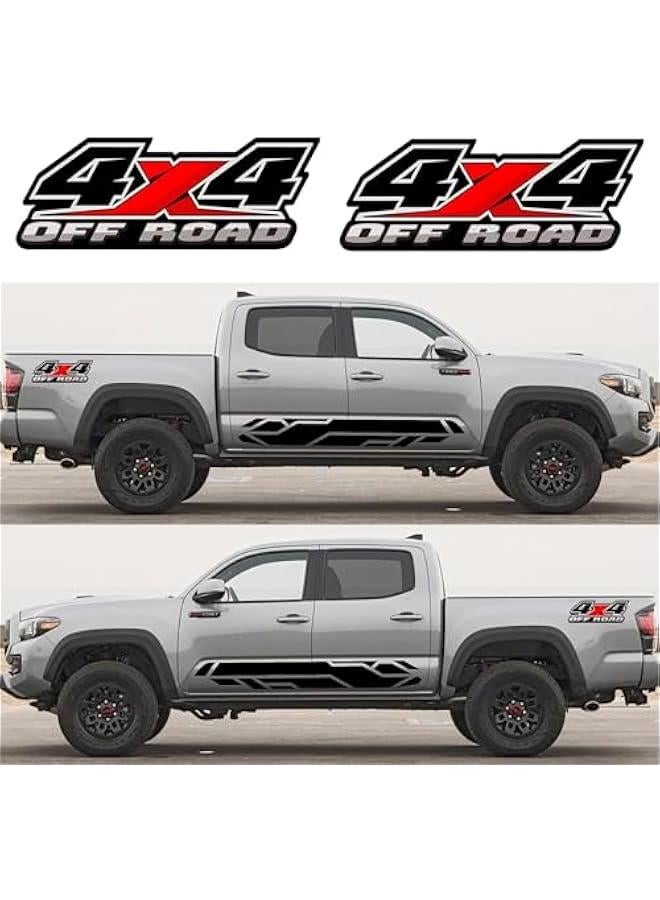 ستيكرات لاصقة للطرق الوعرة مقاس 4×4 من قطعتين، ملحقات تزيين السيارات متوافقة مع سيارة فورد F-150 F-250 F-350 تاكوما توندرا رام سيلفرادو شاحنة بيك اب، مع ممسحة واحدة، اسود واحمر - Image 3