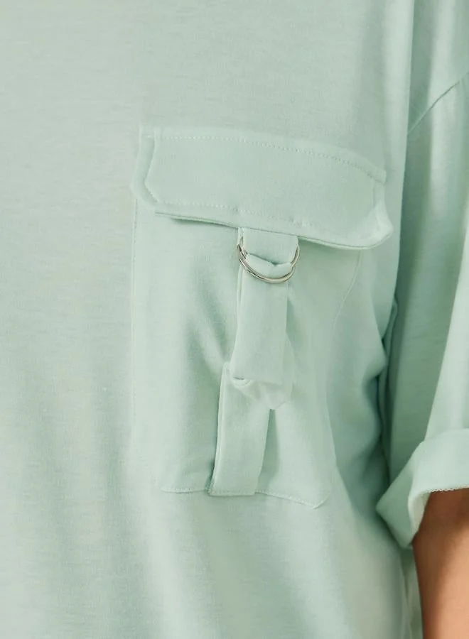 Styli Styli Oversized Round Neck T-Shirt with Utility Pocket Detail