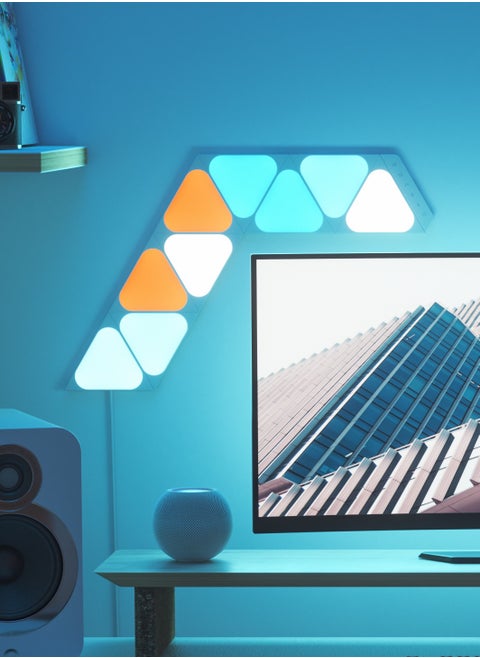 Shapes Mini Triangle Starter Kit - 9 Pack - Smart WiFi LED Light Panel System w/ Music Visualizer, Instant Wall Decoration, Home or Office Use, Low Energy Consumption | Gaming Lights