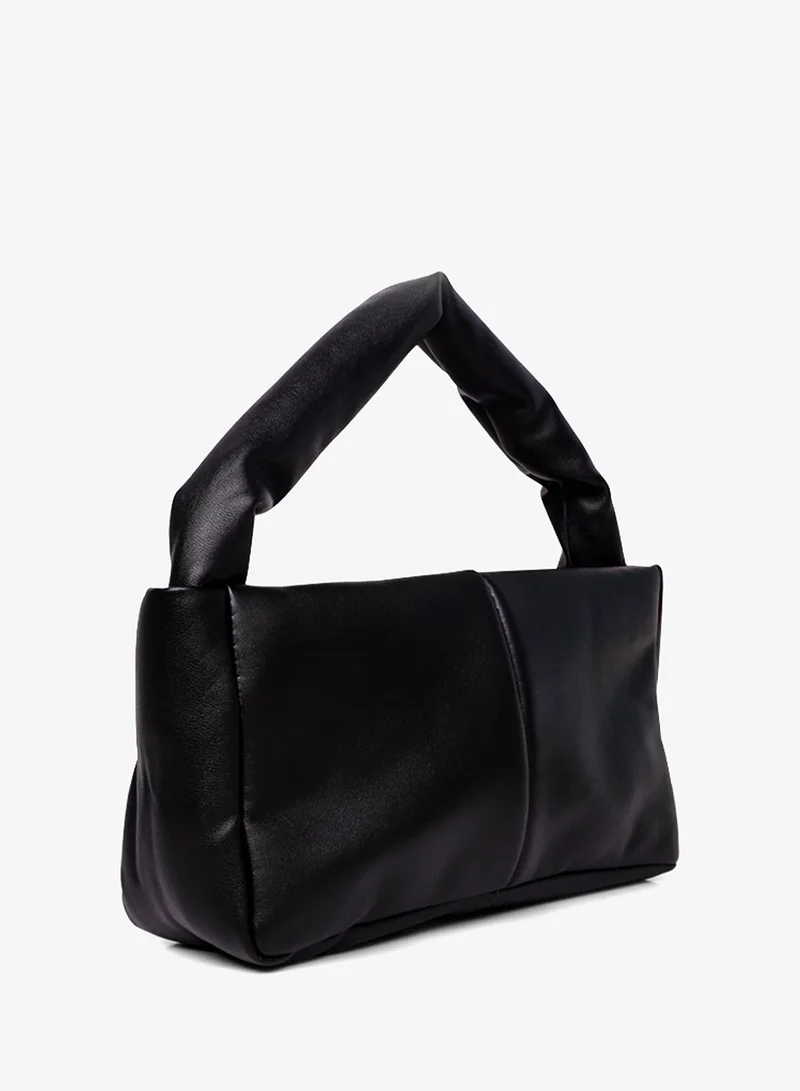 Black Faux Leather Baguette Bag