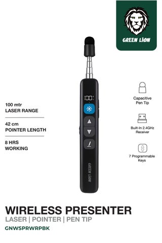 GL-WP11 Wireless Presenter with Laser, Pen Tip & Retractable Pointer / Real Time Power Display / 20m Working Distance / Countdown Reminder / 7 Programmable Keys / Up to 8 Hours Working Time - Black - pzsku/Z5367A8BC793CC97C95F2Z/45/1754659186/f4e36474-4044-4929-82b2-80d4e3b48f63