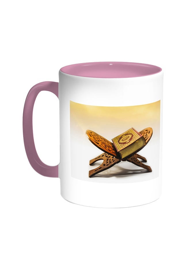 RYN Islamic - The Quran Printed Coffee Mug Pink/White 11ounce
