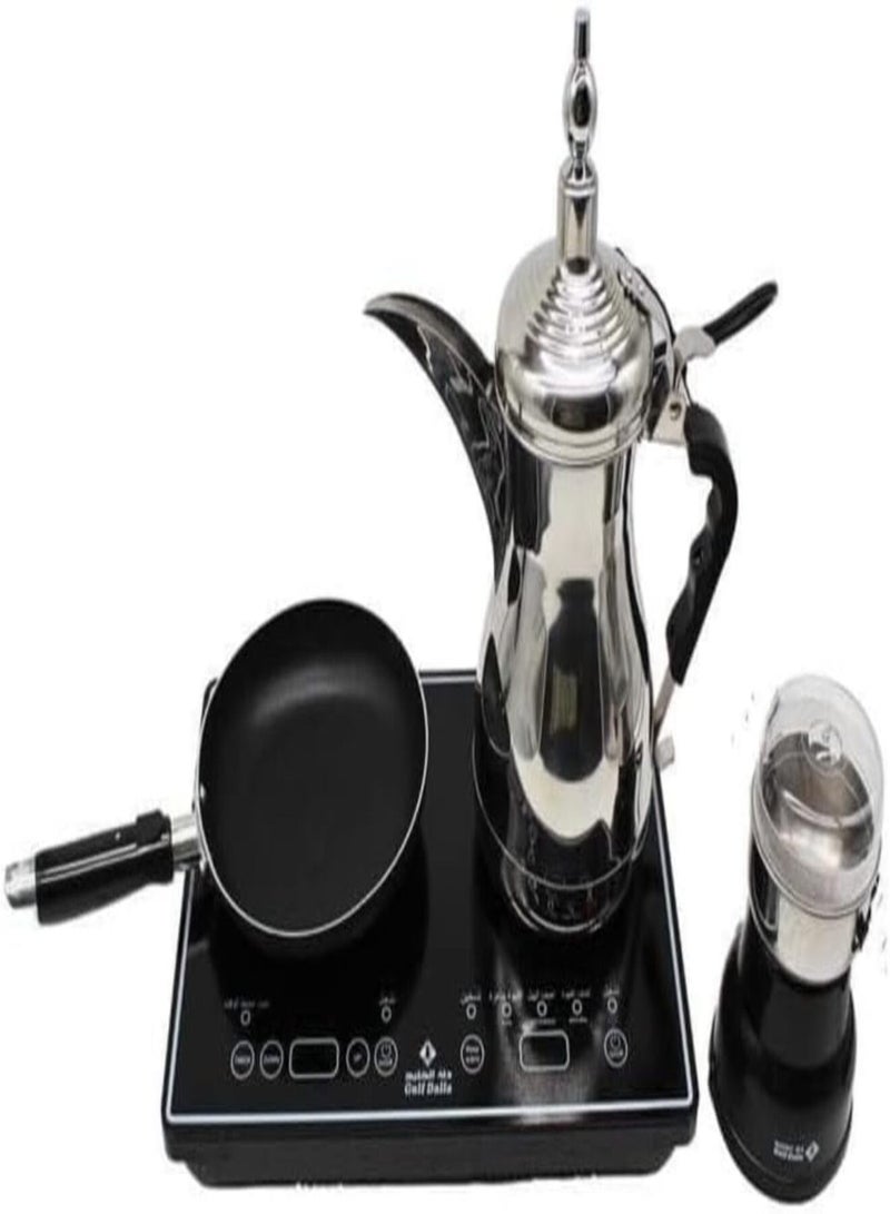 غالف دالا طقم دلة الخليج الفاخر لإعداد القهوة العربية باحتراف دون الحاجة الى خبرة – يشمل دلة ستانلس ستيل أنيقة، محماس، مطحنة، وسخان إلكتروني بشاشة ذكية لعرض الحرارة والوقت، مع مجموعة متكاملة من الأدوات لتجهيز وتقديم القهوة بسهولة وجودة عالية - Image 4