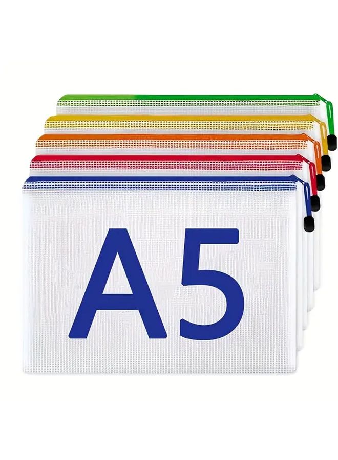 PVC A5 Zippered Document Bags 5pcs Waterproof File Folders With Handles - Image 3