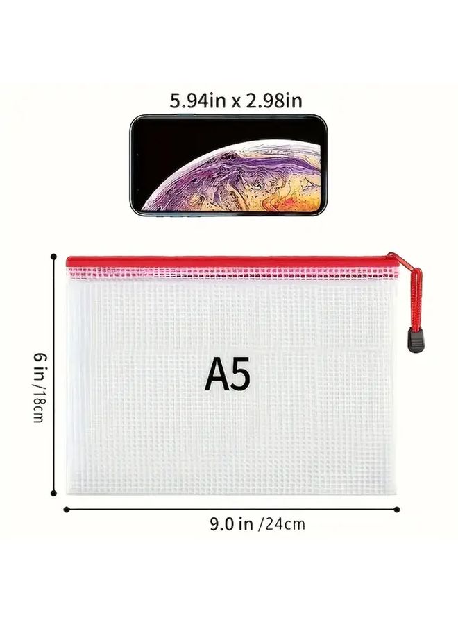PVC A5 Zippered Document Bags 5pcs Waterproof File Folders With Handles - Image 2
