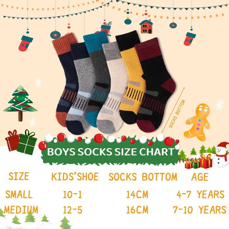 Comfoex Kids Socks Wool Winter Warm Thermal Cozy Soft Thick Crew Socks 4-10 Years Old for Boys Girls Socks 6 Pairs - Image 3