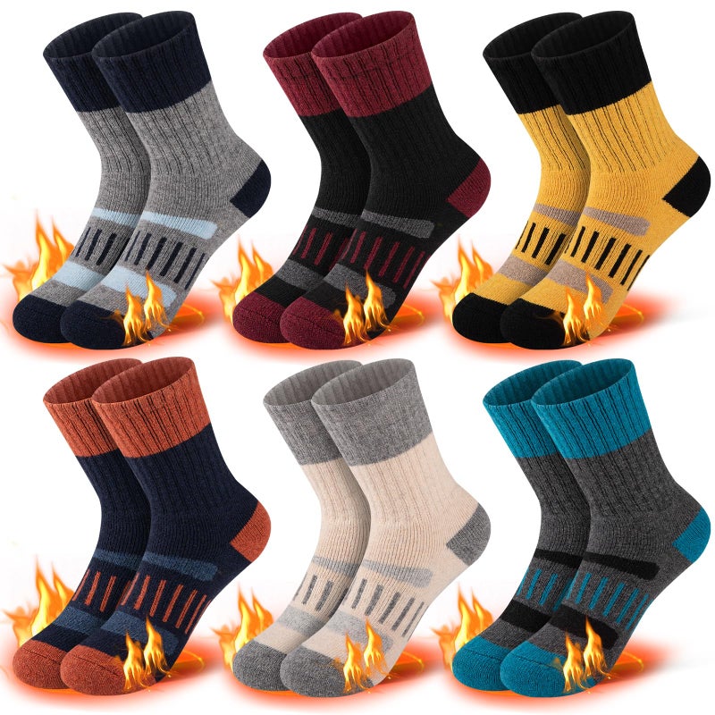 Comfoex Kids Socks Wool Winter Warm Thermal Cozy Soft Thick Crew Socks 4-10 Years Old for Boys Girls Socks 6 Pairs - Image 1