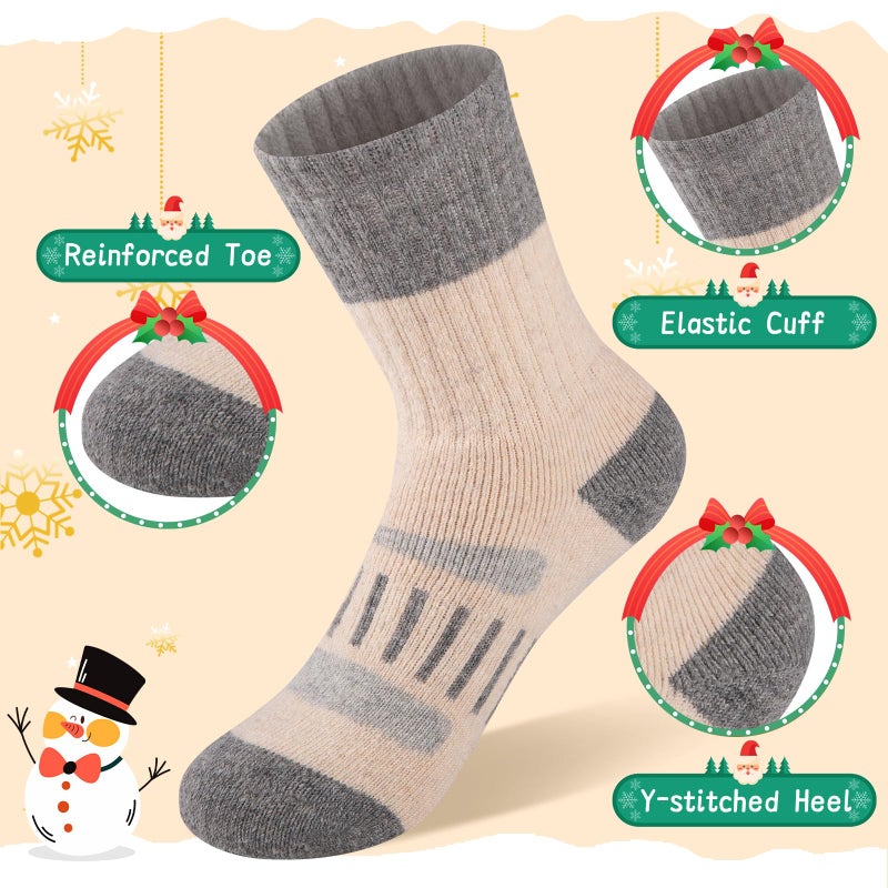 Comfoex Kids Socks Wool Winter Warm Thermal Cozy Soft Thick Crew Socks 4-10 Years Old for Boys Girls Socks 6 Pairs - Image 4