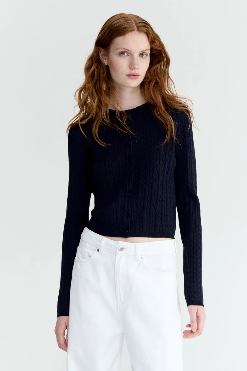 اتش اند ام كارديغان محبوك بنمط الحبال